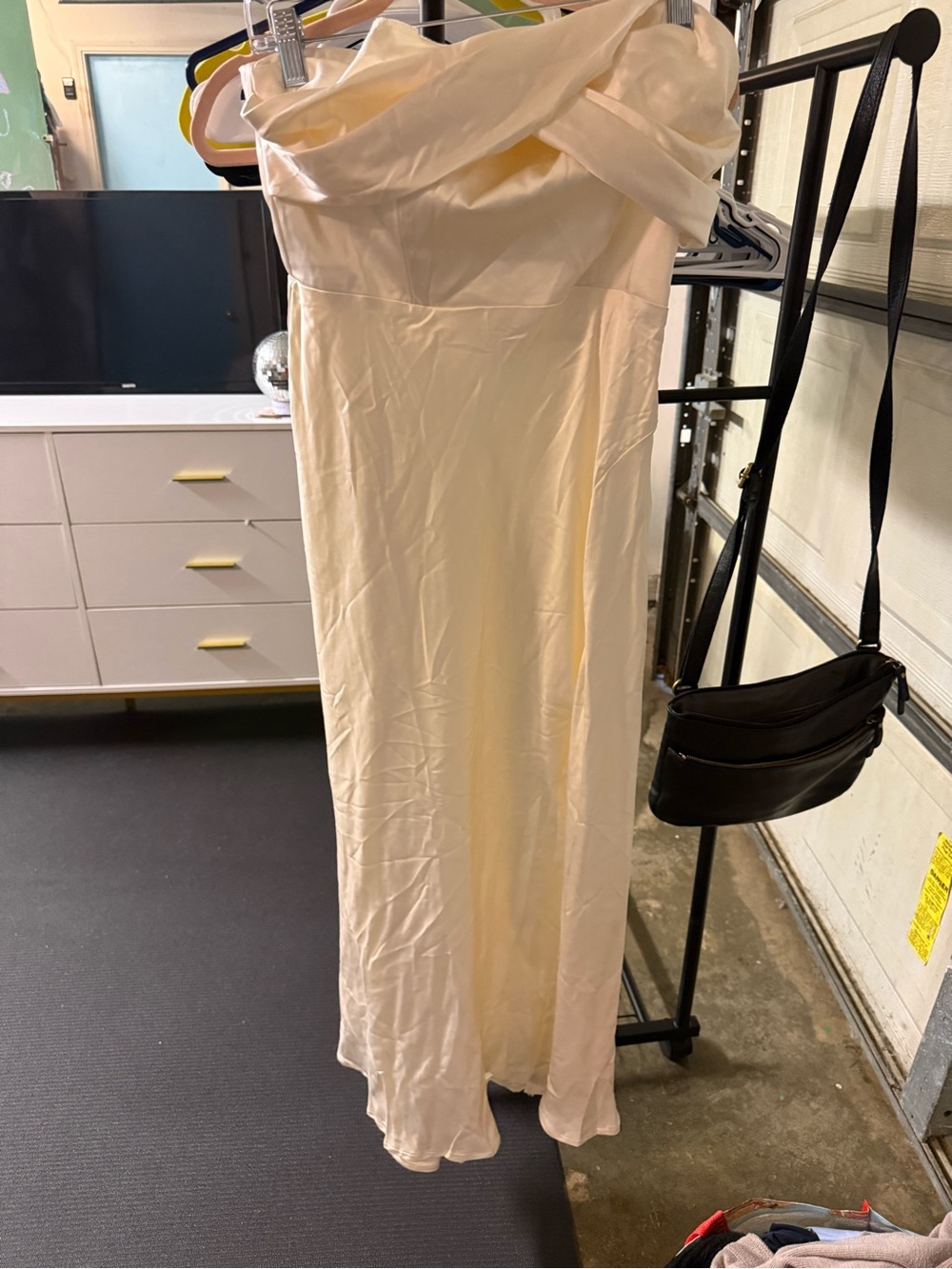 Hello Molly Cream Strapless Maxi Dress with Draped Bodice